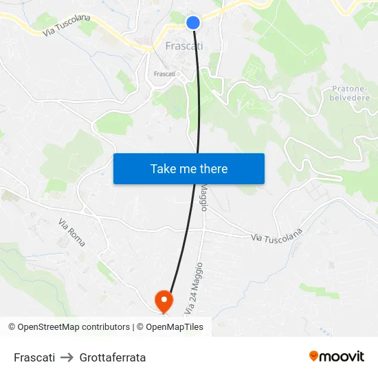Frascati to Grottaferrata map