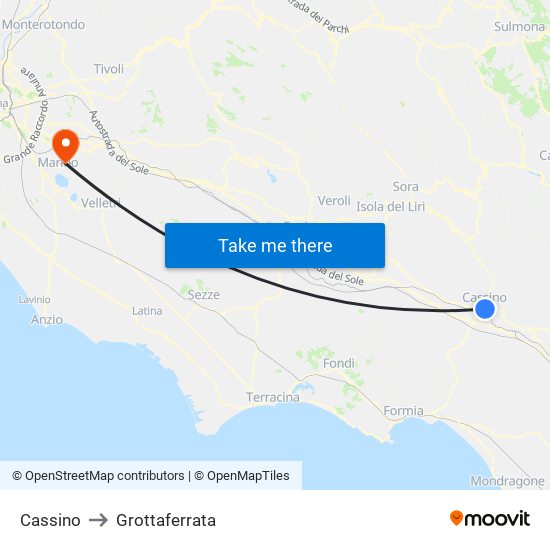 Cassino to Grottaferrata map