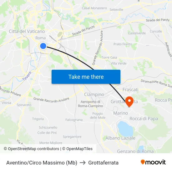 Aventino/Circo Massimo (Mb) to Grottaferrata map