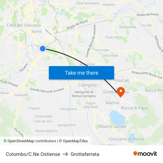 Colombo/C.Ne Ostiense to Grottaferrata map