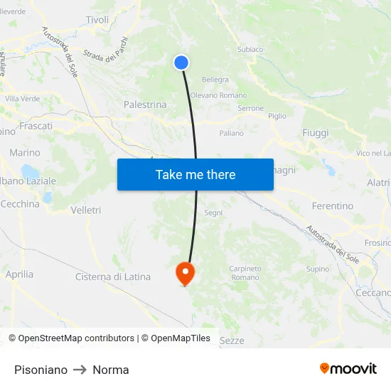 Pisoniano to Norma map