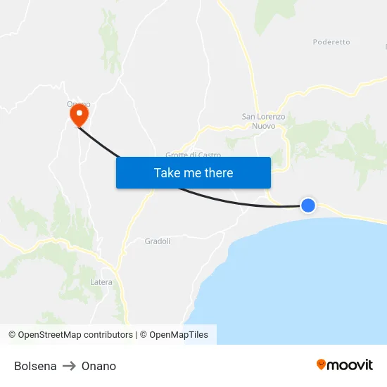 Bolsena to Onano map