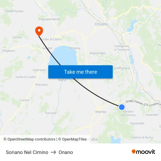 Soriano Nel Cimino to Onano map