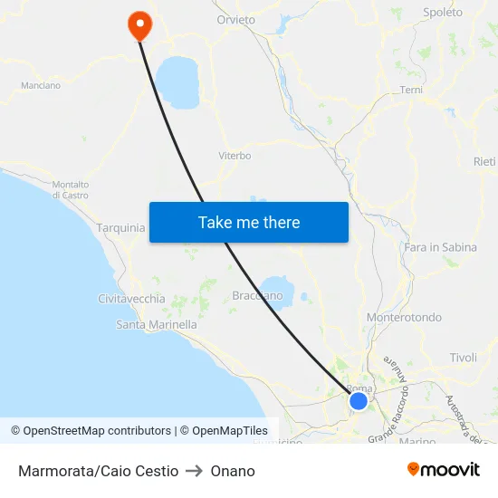 Marmorata/Caio Cestio to Onano map