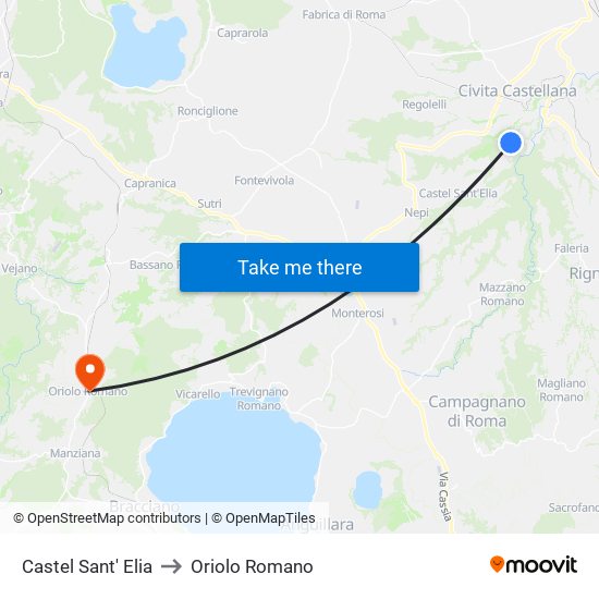 Castel Sant' Elia to Oriolo Romano map