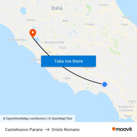 Castelnuovo Parano to Oriolo Romano map