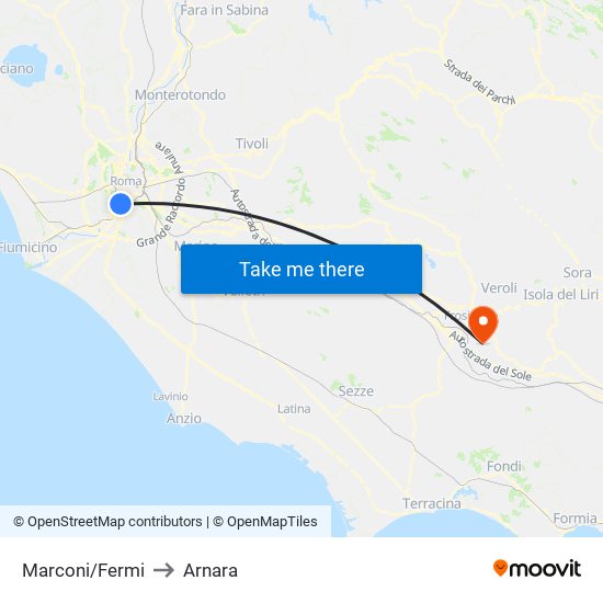 Marconi/Fermi to Arnara map