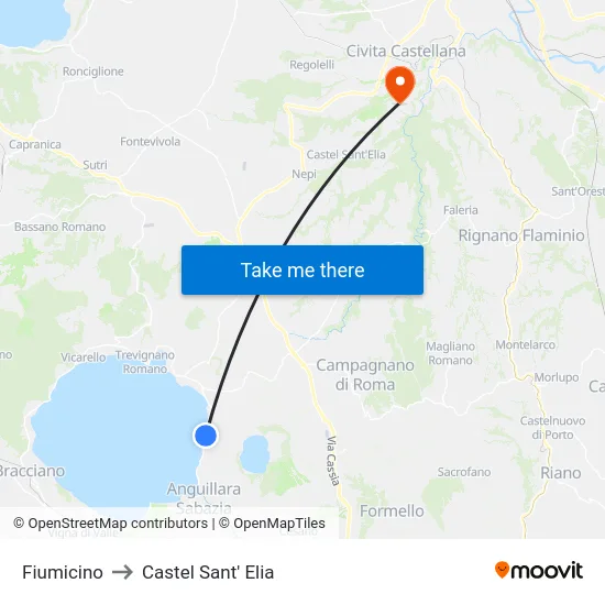 Fiumicino to Castel Sant' Elia map