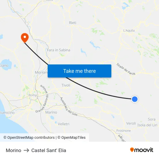 Morino to Castel Sant' Elia map