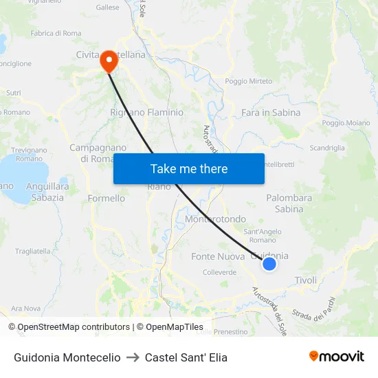 Guidonia Montecelio to Castel Sant' Elia map