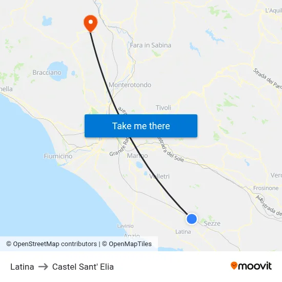 Latina to Castel Sant' Elia map