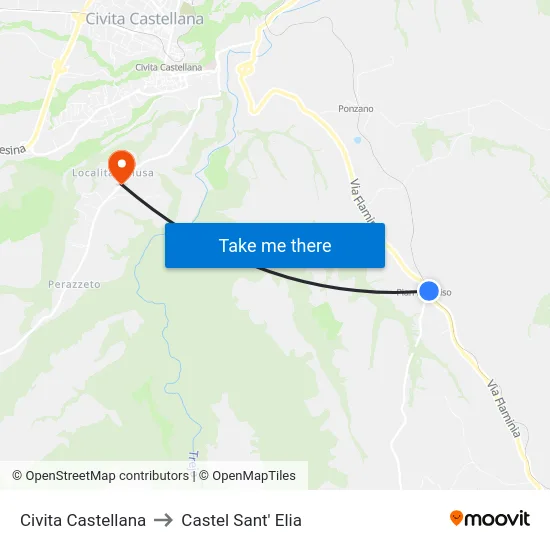 Civita Castellana to Castel Sant' Elia map