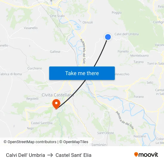 Calvi Dell' Umbria to Castel Sant' Elia map