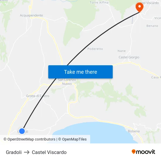 Gradoli to Castel Viscardo map