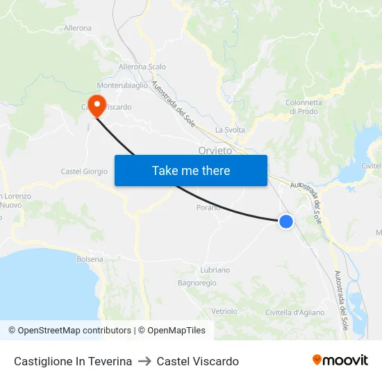 Castiglione In Teverina to Castel Viscardo map