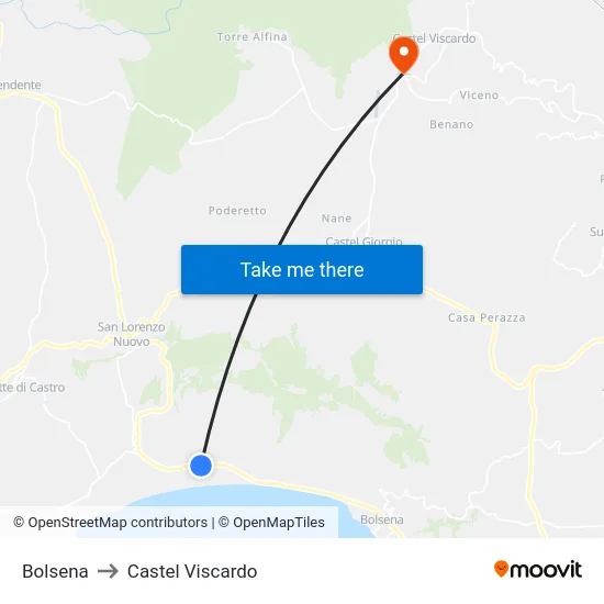 Bolsena to Castel Viscardo map