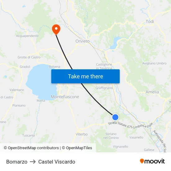 Bomarzo to Castel Viscardo map