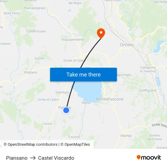 Piansano to Castel Viscardo map