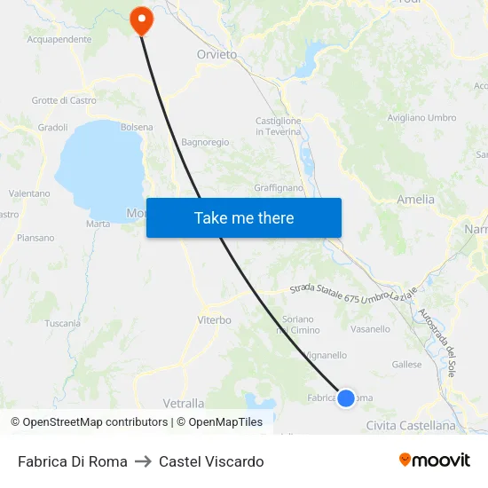 Fabrica Di Roma to Castel Viscardo map