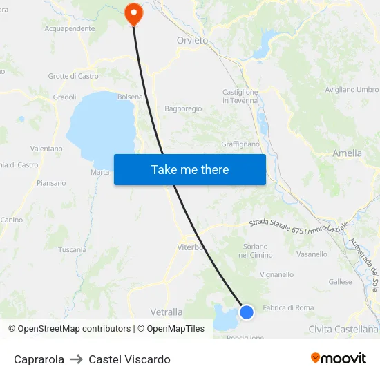 Caprarola to Castel Viscardo map