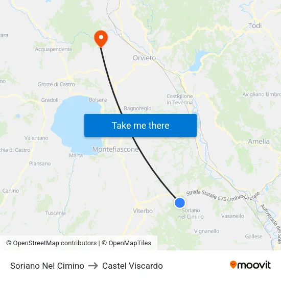 Soriano Nel Cimino to Castel Viscardo map