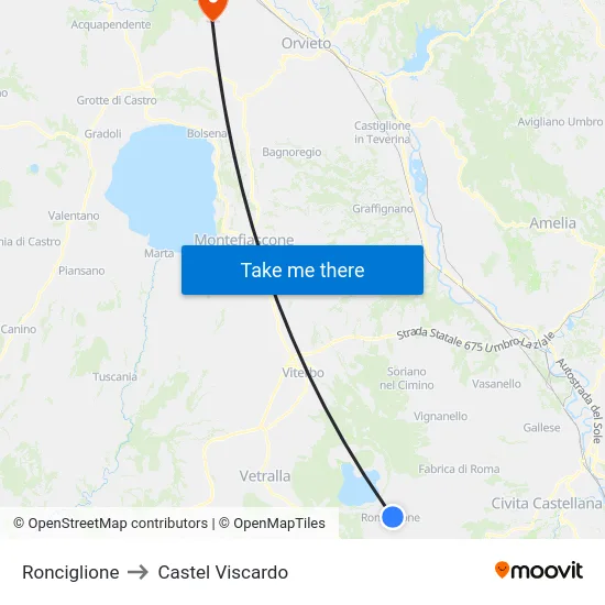 Ronciglione to Castel Viscardo map