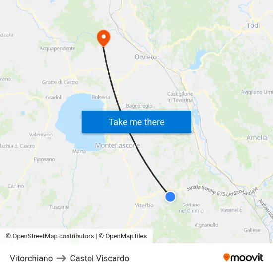 Vitorchiano to Castel Viscardo map
