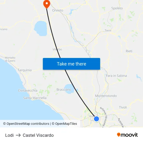 Lodi to Castel Viscardo map