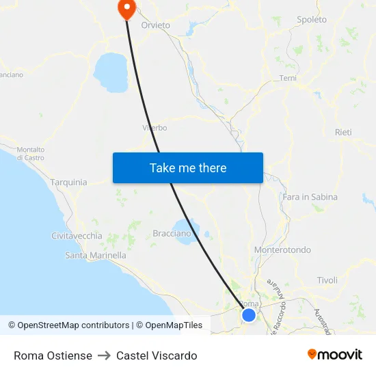 Roma Ostiense to Castel Viscardo map
