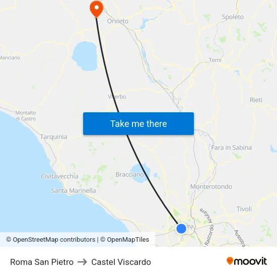 Roma San Pietro to Castel Viscardo map