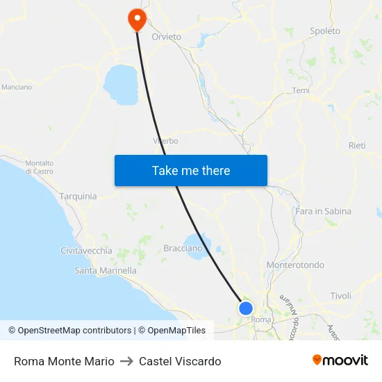 Roma Monte Mario to Castel Viscardo map