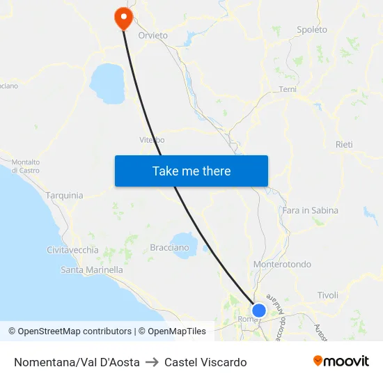 Nomentana/Val D'Aosta to Castel Viscardo map