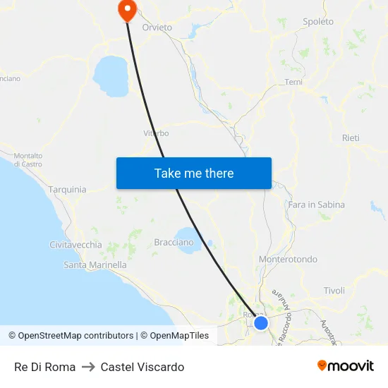 Re Di Roma to Castel Viscardo map