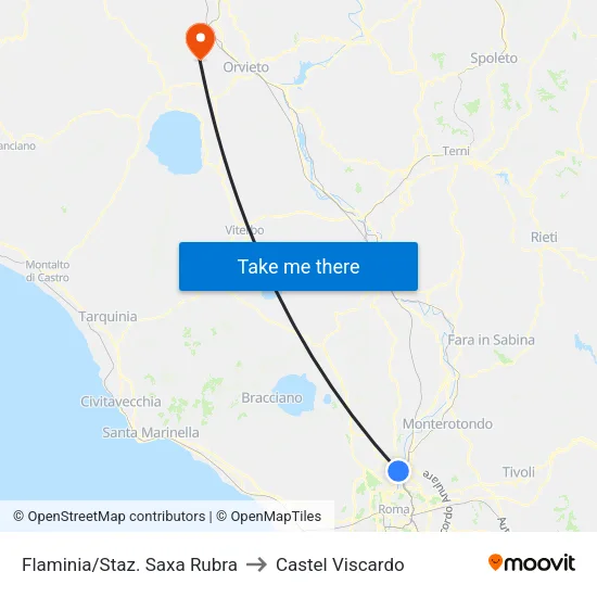 Flaminia/Staz. Saxa Rubra to Castel Viscardo map