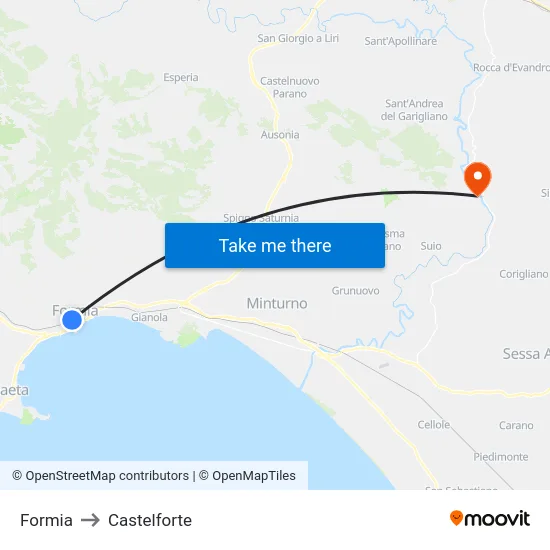 Formia to Castelforte map