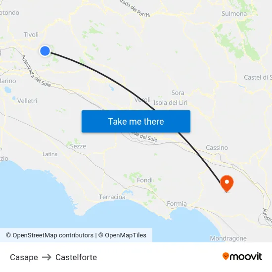 Casape to Castelforte map