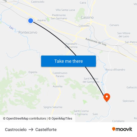 Castrocielo to Castelforte map