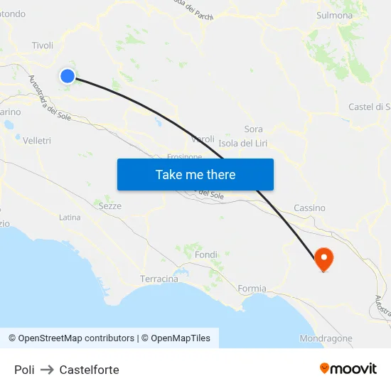 Poli to Castelforte map