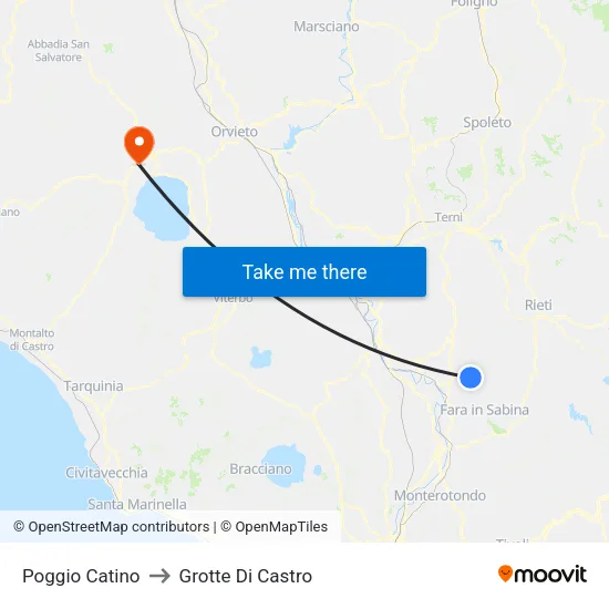 Poggio Catino to Grotte Di Castro map