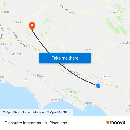 Pignataro Interamna to Pisoniano map