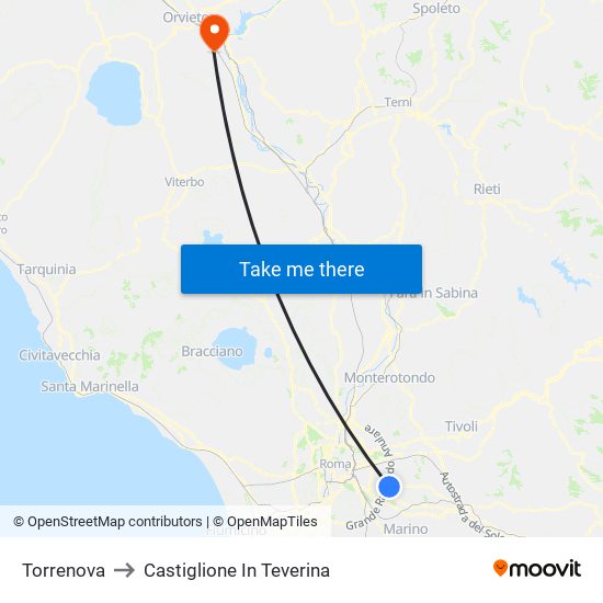 Torrenova to Castiglione In Teverina map
