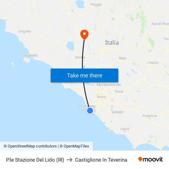 P.le Stazione Del Lido (Rl) to Castiglione In Teverina map