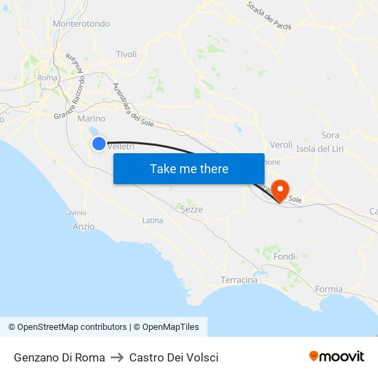 Genzano Di Roma to Castro Dei Volsci map