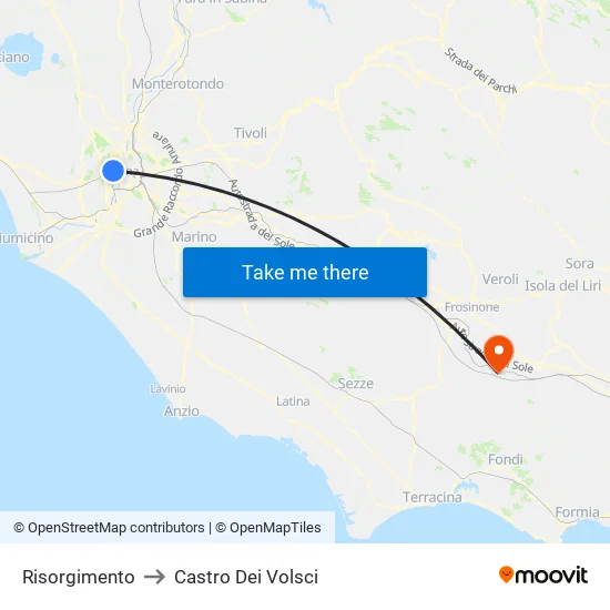 Risorgimento to Castro Dei Volsci map