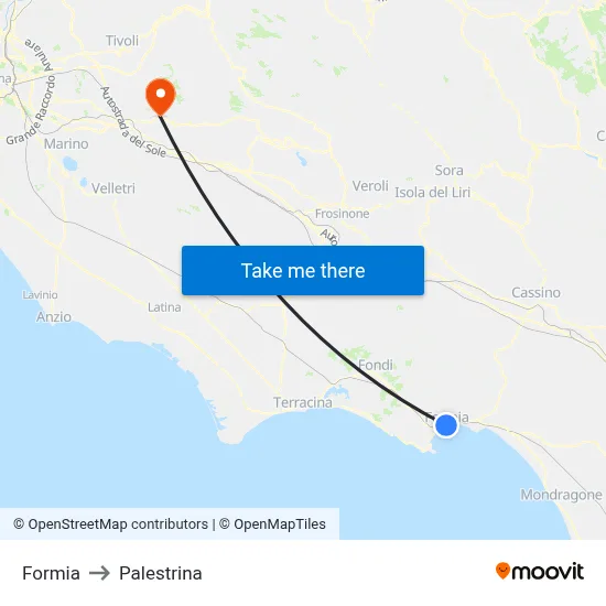 Formia to Palestrina map