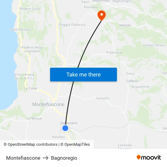 Montefiascone to Bagnoregio map