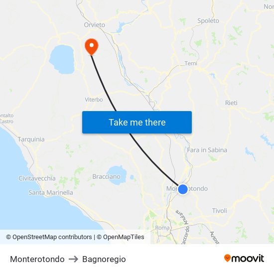 Monterotondo to Bagnoregio map