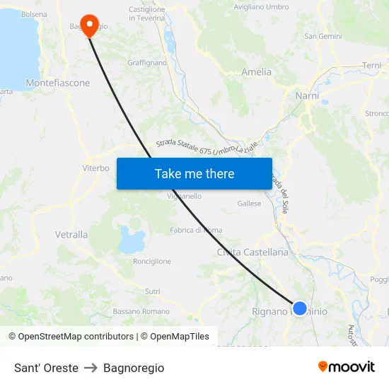 Sant' Oreste to Bagnoregio map