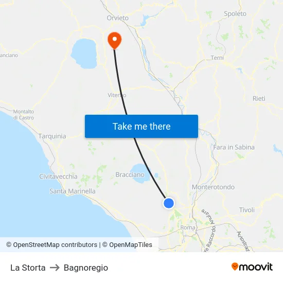 La Storta to Bagnoregio map