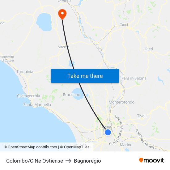 Colombo/C.Ne Ostiense to Bagnoregio map